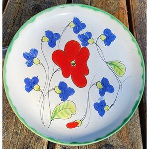 Italian Mancer Ceramar Hand Painted Floral Saucer Poppy Plate 8.5"